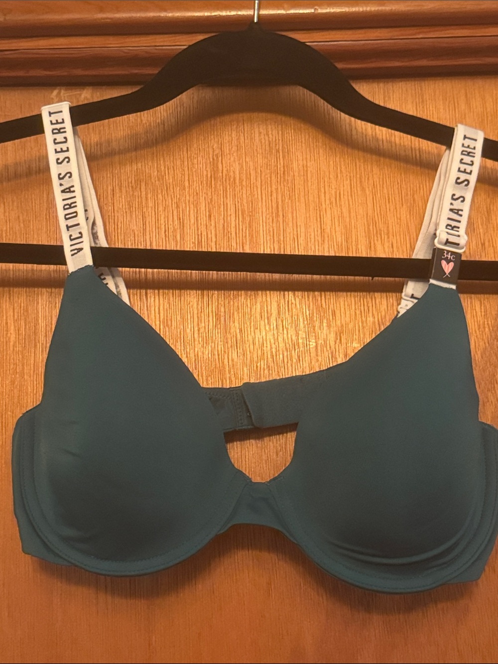 Victoria's Secret Teal Padded T-Shirt Bra with Branded White Straps